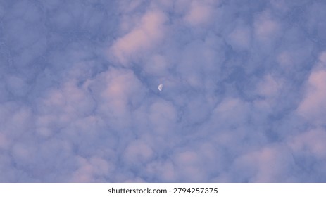 Half Moon Visible Through Clouds