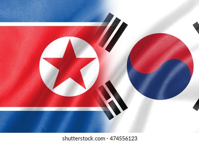 Half North Korea Half South Korea Flag