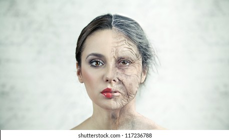 Half Old Half Young Woman