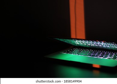 half opened computer on desk