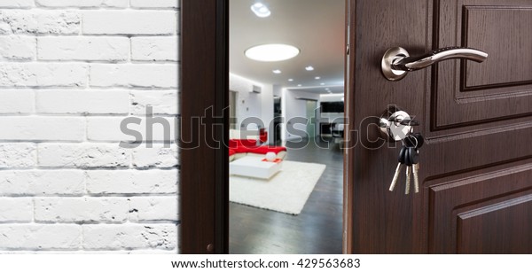 Half Opened Door Living Room Door Stock Photo Edit Now 429563683