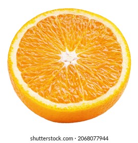 Half of orange citrus fruit isolated on white background with clipping path. Full depth of field. - Shutterstock ID 2068077944