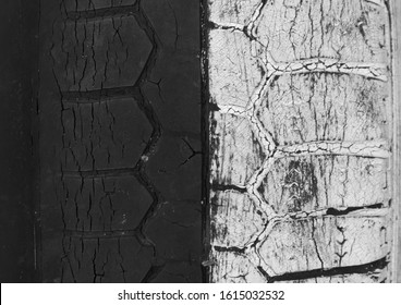 Half Painted Car Protector In Black White. Close Up