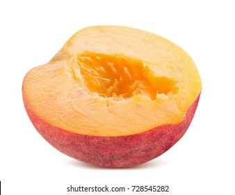 Half Of Peach Isolated On A White Background