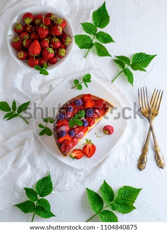 Image, Stock Photo half a pie from cottage cheese