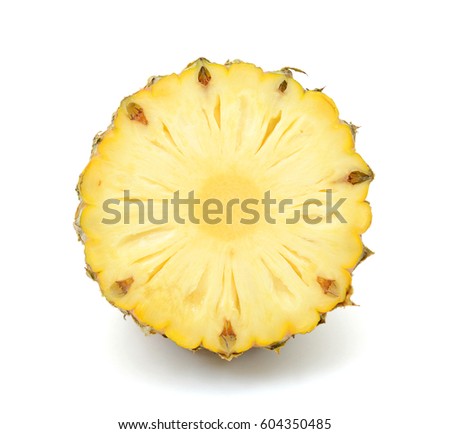 A Half of pineapple fruit isolated on white background