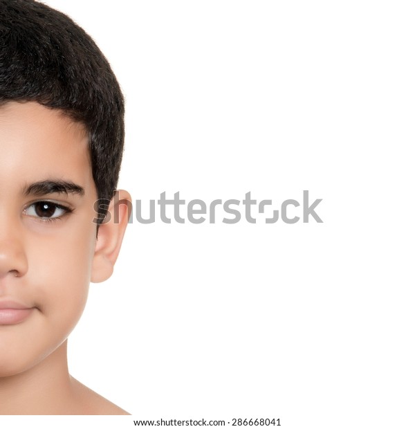 Half Portrait Cute Hispanic Boy Isolated Stock Photo Edit Now