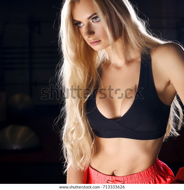 Half Portrait Young Blonde Woman Long Stock Photo Edit Now 713333626