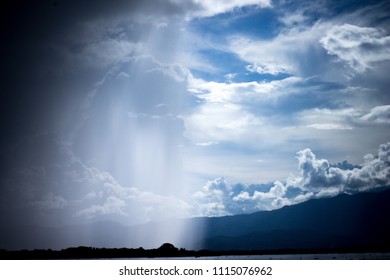 The half raining and clear sky