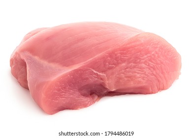 Half Of Raw Turkey Breast Isolated On White.