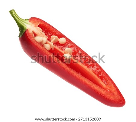 Half red mini bell pepper isolated on white background