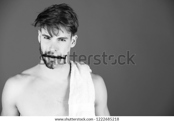 Half Shaven Man Guy Young Macho Stock Photo Edit Now