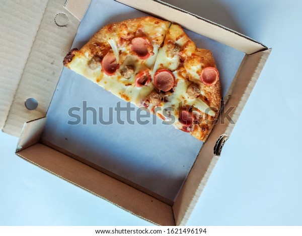 Half Sliced Pizza Box Half Eaten Stock Photo (Edit Now) 1621496194