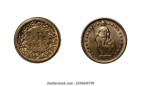 Half Switzerland Helvetia Coin Of 1969	
