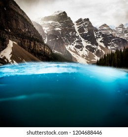 Half Underwater Image At Moriane Lake