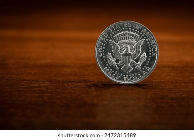 Half US Dollar Coin, 50 Cent, reverse with the presidential coat of arms of the USA - Powered by Shutterstock