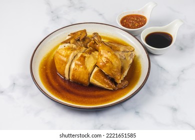 Half Whole of Boiled Chicken Breed in Fish Sauce - Shutterstock ID 2221651585