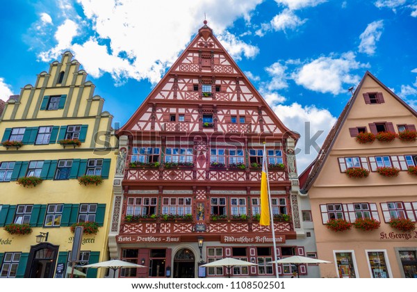 Halftimbered House Hotel Deutsches Haus Dinkelsbuhl Stock Photo