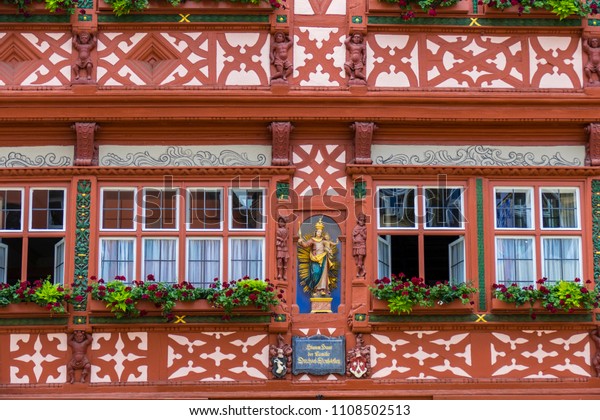 Halftimbered House Hotel Deutsches Haus Dinkelsbuhl Stock Photo