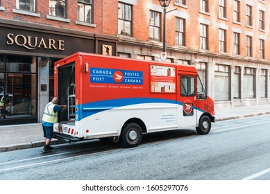 Halifax, Aug 2019: Canada Post Mail Delivery Truck On The Street In Halifax. Postal Service In Canada