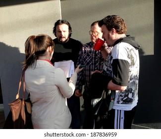 HALIFAX, CANADA - APR 16:  The Trailer Park Boys, JP Tremblay, Mike Smith And Robb Wells Interviewed Before The Premiere Of Their New Movie Don't Legalize It Apr 16, 2014 In Halifax Canada.