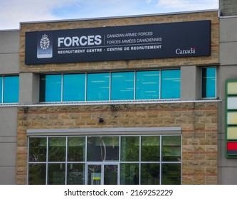 HALIFAX, CANADA - JUNE 2022: Canadian Armed Forces (CAF) Recruitment Center At Halifax, Nova Scotia. CAF Is The Unified Military Of Canada, Including Sea, Land, And Air Elements. Royal Canadian Navy