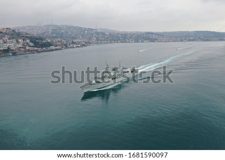 Halifax class, Canada Navy Ship Frigate HMCS Fredericton transits Istanbul Strait, Turkey 