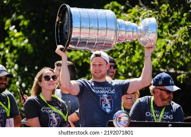 Halifax, Nova Scotia, Canada. August 20th, 2022. Nathan MacKinnon Of The Stanley Cup Winning Colorado Avalanche Brings The Cup For A Parade To Halifax To The Joy Of Local Fans