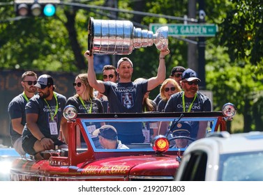 Halifax, Nova Scotia, Canada. August 20th, 2022. Nathan MacKinnon Of The Stanley Cup Winning Colorado Avalanche Brings The Cup For A Parade To Halifax To The Joy Of Local Fans