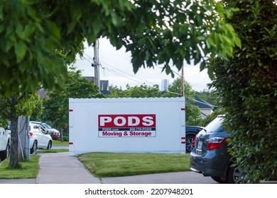 HALIFAX, NOVA SCOTIA, CANADA - JULY 2022 - PODS Moving And Storage Container. Portable On Demand Storage, Is A Moving And Storage Company.