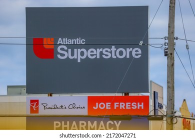 HALIFAX, NOVA SCOTIA, CANADA - JUNE 2022 - Atlantic Superstore front road side banner. Canadian supermarket retail chain store for groceries, electronics, houseware, fresh, frozen foods, bakery, meat