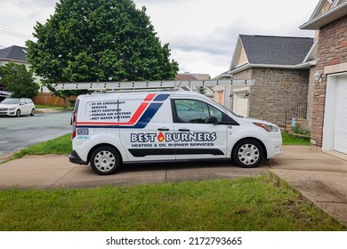 HALIFAX, NOVA SCOTIA, CANADA - JUNE 2022 - Best Burners service van parked in front of a house. Best Burners provides professional heating and oil burner solutions, products and services. 