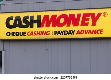 HALIFAX, NOVA SCOTIA - SEP 2022 - Cash Money Western Union Money Transfers Pawn Shop Store Front.  Offers Online Payday Loans, Installment Loans, Or Lines Of Credit. International Money Transfers Etc.