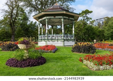 Halifax Public Gardens with the victorian kiosk built in 1836, Nova-Scotia, Canada