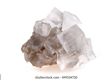 halite salt cubes isolated on the white background