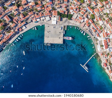 Halki (Chalki) island in Dodecanese archipelago, Greece. Aerial Photography