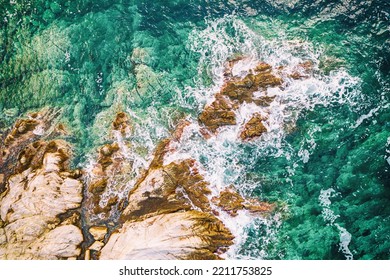 Halkidiki, Sitonia From Above, Greece. Summer Travel Vacation Background. Abstract Landscape With Rocks