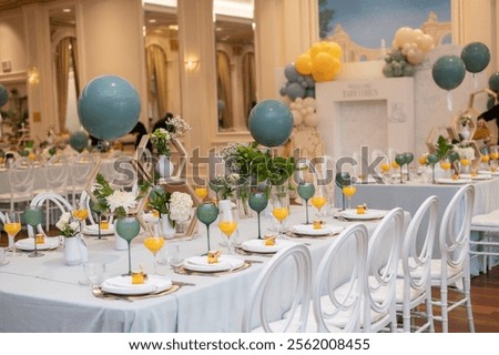Hall and table decor for Brit Mila brunch