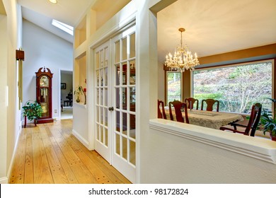 Hall Way And Dining Room Interior.