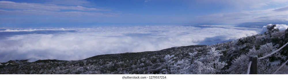 Halla Mountain At Jeju Island Korea In Winter.