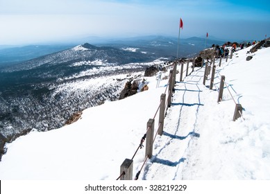 Hallasan Mountain At Jeju Island Korea  In Winter