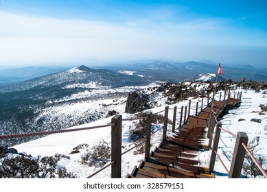 Hallasan Mountain At Jeju Island Korea  In Winter