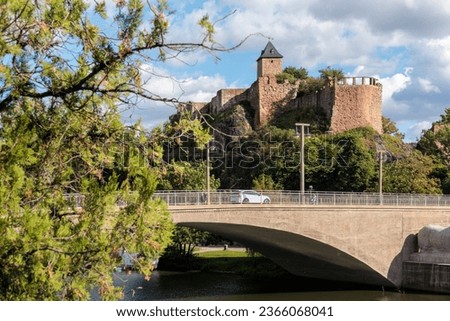 Halle, Saxony-Anhalt, Germany, 09-24-2023; Giebichenstein Castle on the Saale River, home of the Halle Art Academy.