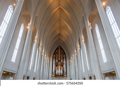 Hallgrimskirkja - November 12 : In Reykjavík's main landmark and its tower can be seen from almost everywhere in the city.The church features a gargantuan pipe organ.
