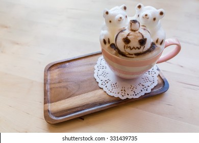 Halloween 3D coffee latte art with polar bears and angry pumpkin ghost. - Powered by Shutterstock