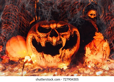 halloween background with scary pumpkin  - Powered by Shutterstock