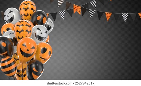 Halloween Balloons Floating in the Air.Holidays, decoration and party concept - scary air balloons for halloween over background 
 - Powered by Shutterstock