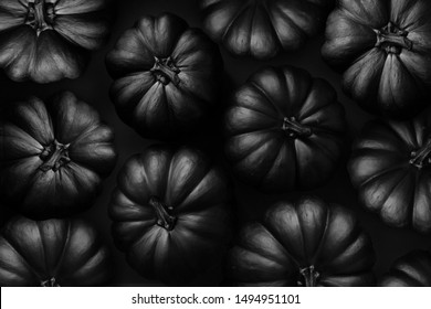 Halloween Black Pumpkin On The Black Background