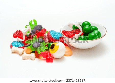 Halloween Candy Assortment: Jelly Fingers, Eyeballs, Spiders, Brains, Tongues, and Bones