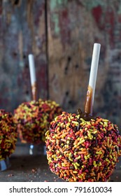 Halloween Candy Carmel Apples With Fall Colors